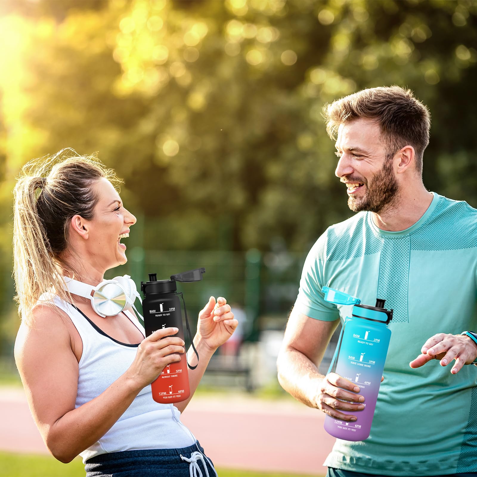 HoneyHolly Butelka na wodę o pojemności 1,5 l, sportowa butelka na wodę, z filtrem, butelki na siłownię do fitnessu, jazdy na rowerze, szkole, biurze