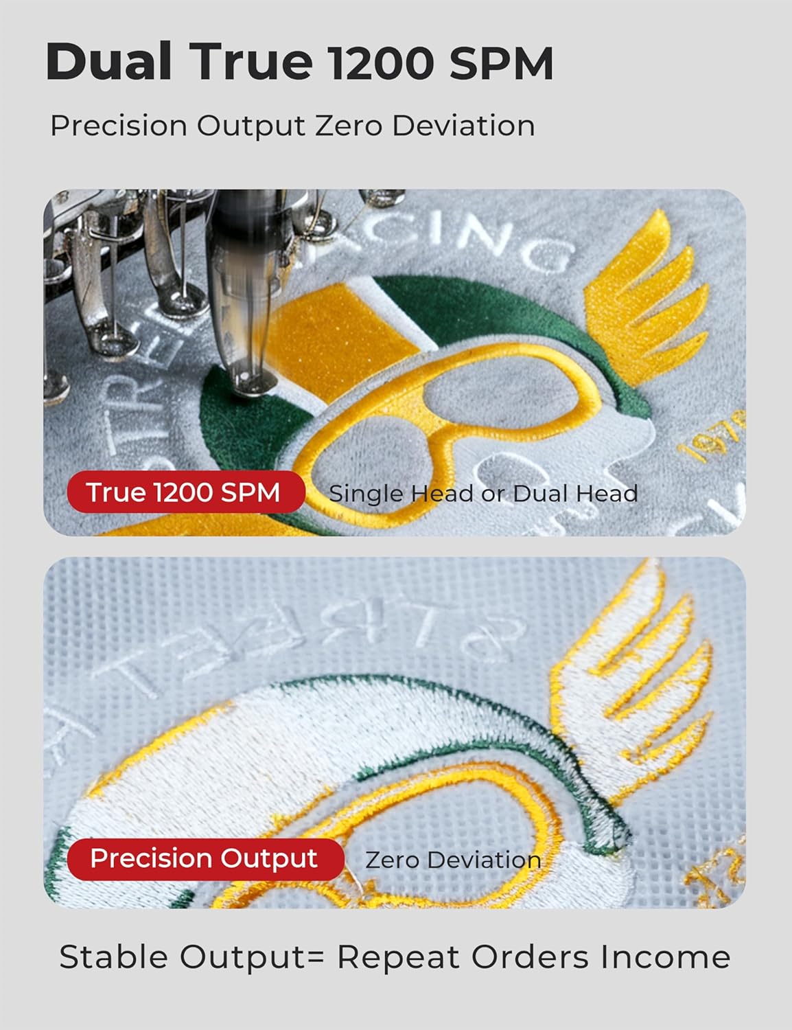 BAi The Vision 2 Head 20x16inch Commercial Embroidery Machine 15 Needle, True Stable 1200SPM, 10-Year Lifespan, Institch OS5 via Institch to Wi-Fi, Calculating Costs and Design Software for Business