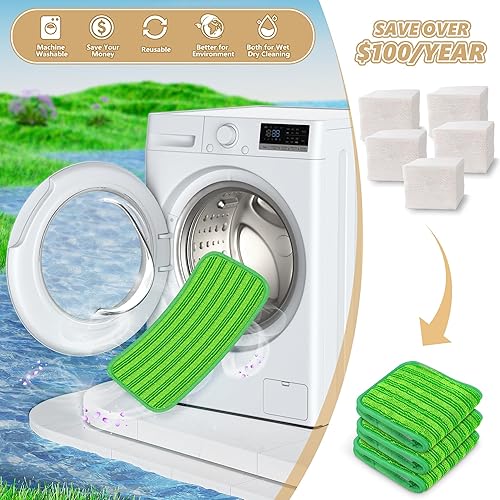 Miniatura 4 de Reusable Mop Pads Compatible with Swiffer Sweeper Mops-12 Inch Washable Microfiber Wet Pads Refills Dry Sweeping Cloths Heavy Duty Mop Head