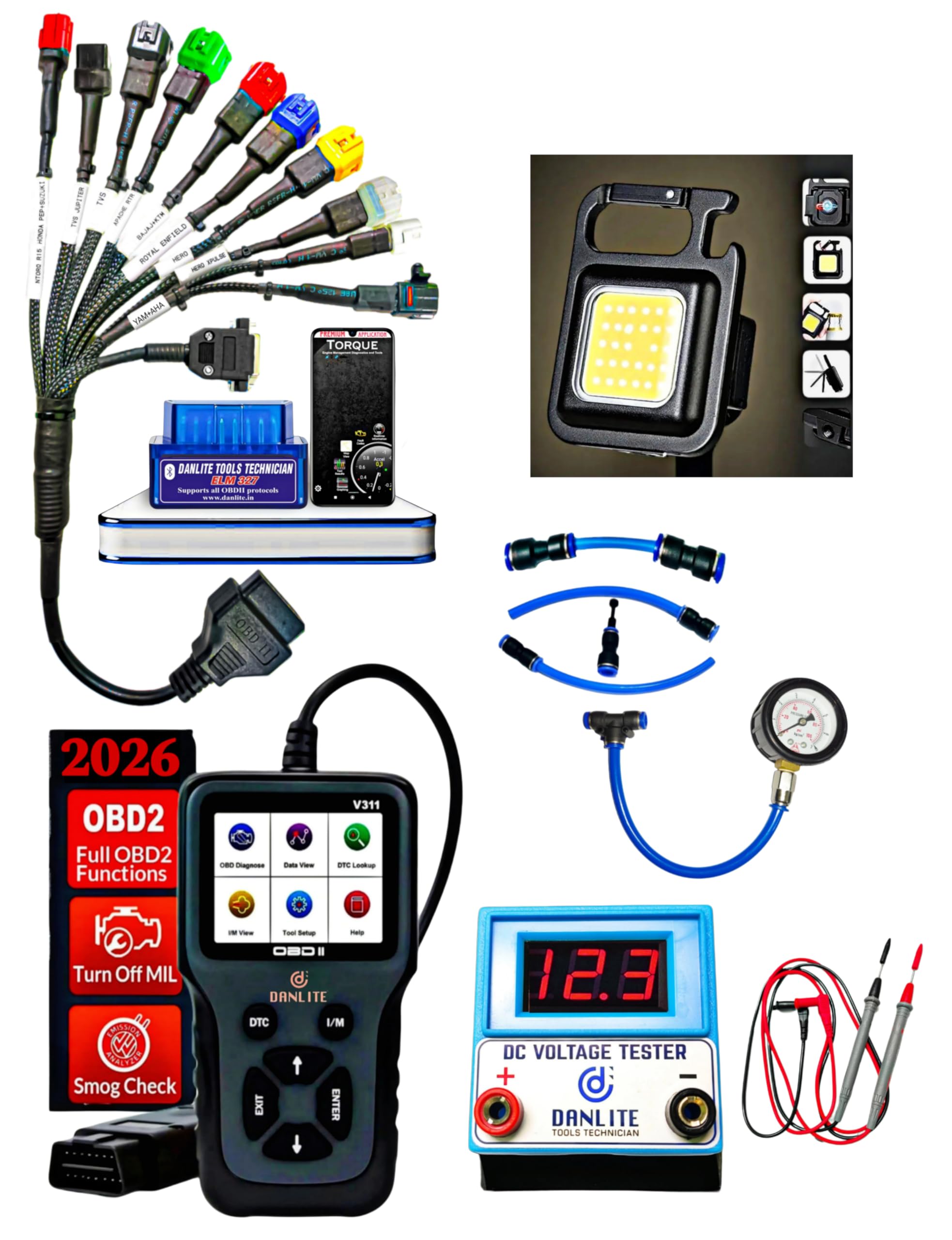 DANLITE TOOLS TECHNICIAN Bs6 Bike Cable 11 Cord Cable Fast Connectivity with V311 Scanner ELM OBD Scanner Free Continuity Tester — Amazon image 9