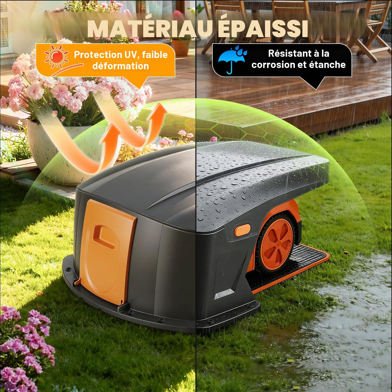 Mähroboter Garage Pliable Compatible avec Station de Charge Auvent de Protection pour Robot Races Accessoires pour Mähroboter Pas de Blocage de Signal Protection UV, Protection Contre