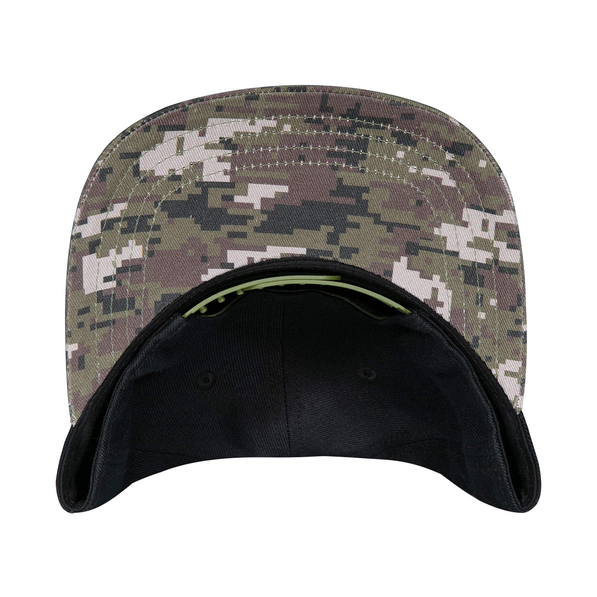 JINX PUBG Pan Crest Snapback Baseball Hat, Black/Camo, Adult