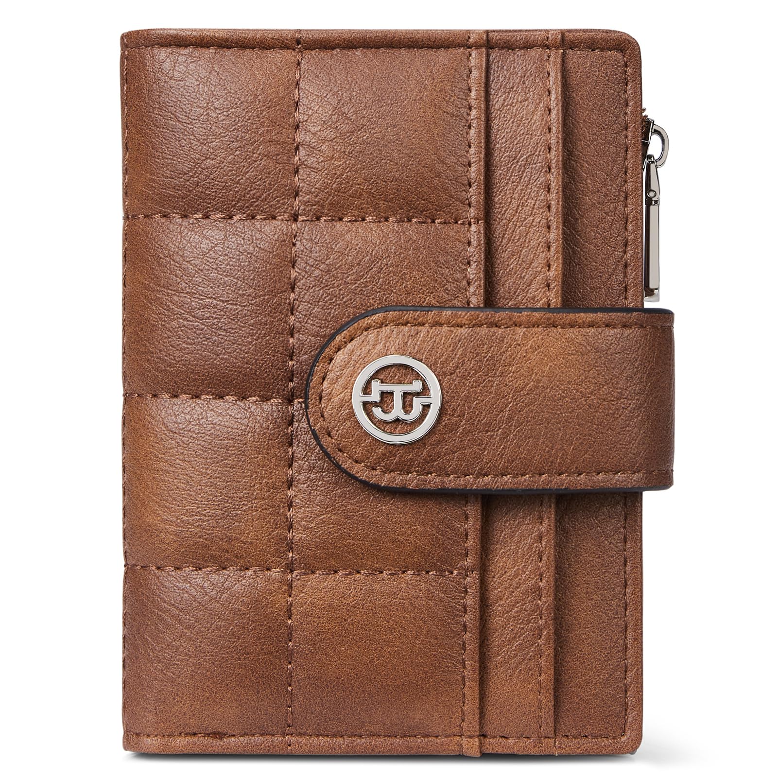 BOSTANTEN Small Wallet for Women Leather RFID Blocking Card Holder Bifold Compact Wallets With Zipper Coin Pocket Brown