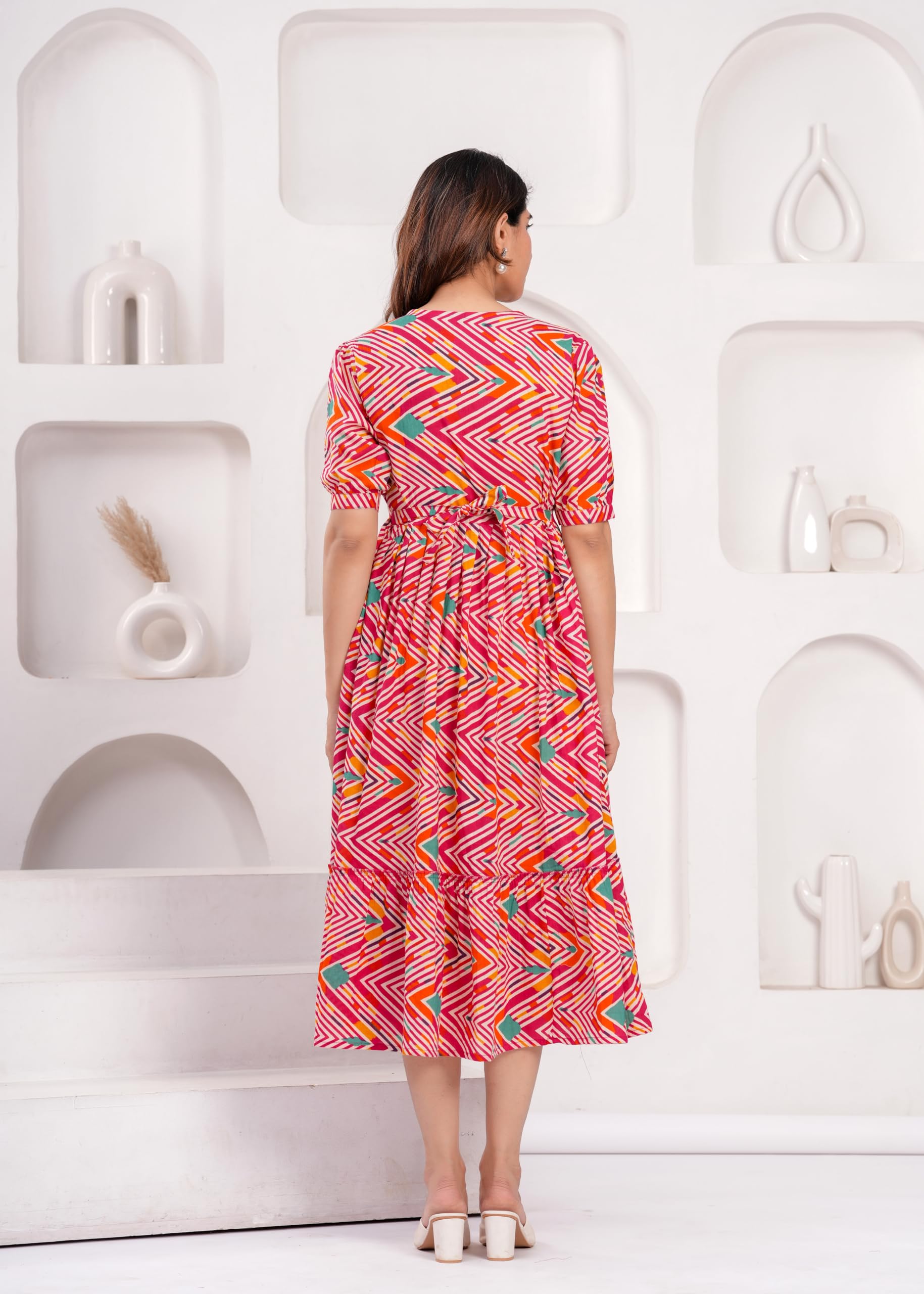 JAIPURFAME Stylish Women's Pure Cotton All Over Printed Kurti Gown, Maternity Dress, and Feeding Dress – Comfortable and Elegant Maternity Wear for Women Red - Image 8 thumbnail