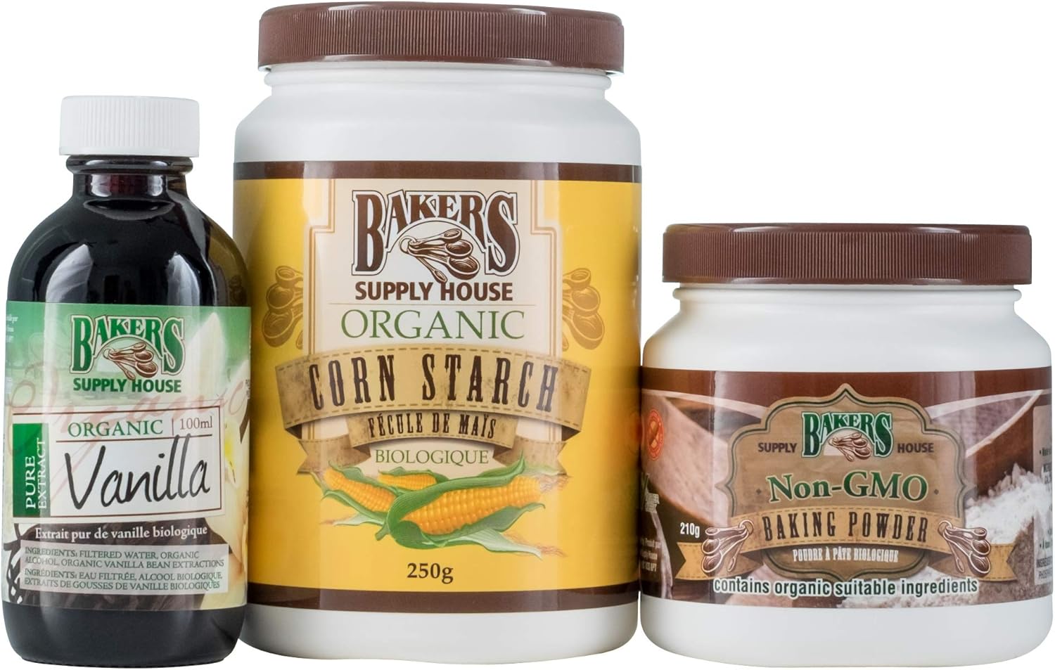 Baker's Organic Non GMO Pack Vanilla, Baking Powder, Cornstarch