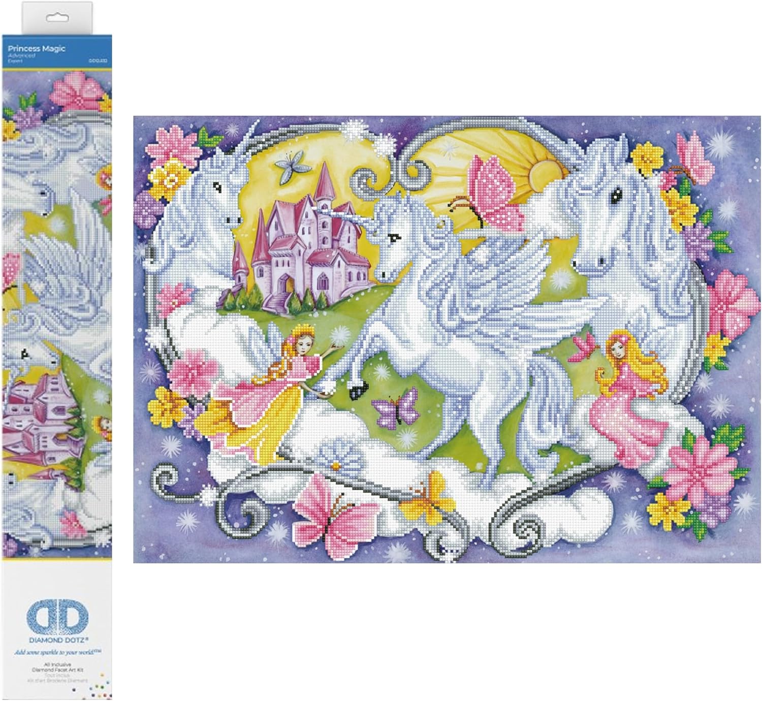 DIAMOND DOTZ Princess Magic Unicorn Diamond Painting Kits for Adults - Diamond Art Kits a Relaxing Creative Craft Kit with Dotz Gems 18.5"x26"