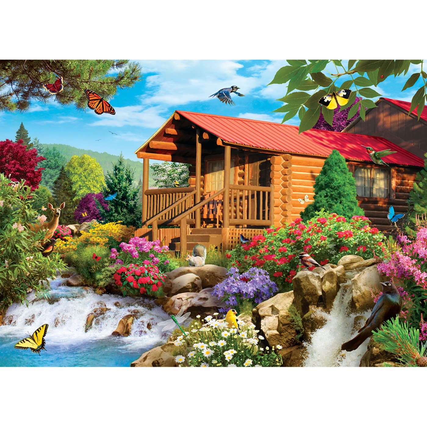 MasterPieces Puzzle 1000 elementów dla dorosłych, rodziny lub dzieci - kaskadowa kabina - 19,25 cala x 26,190 cm - rodzinna amerykańska firma logiczna