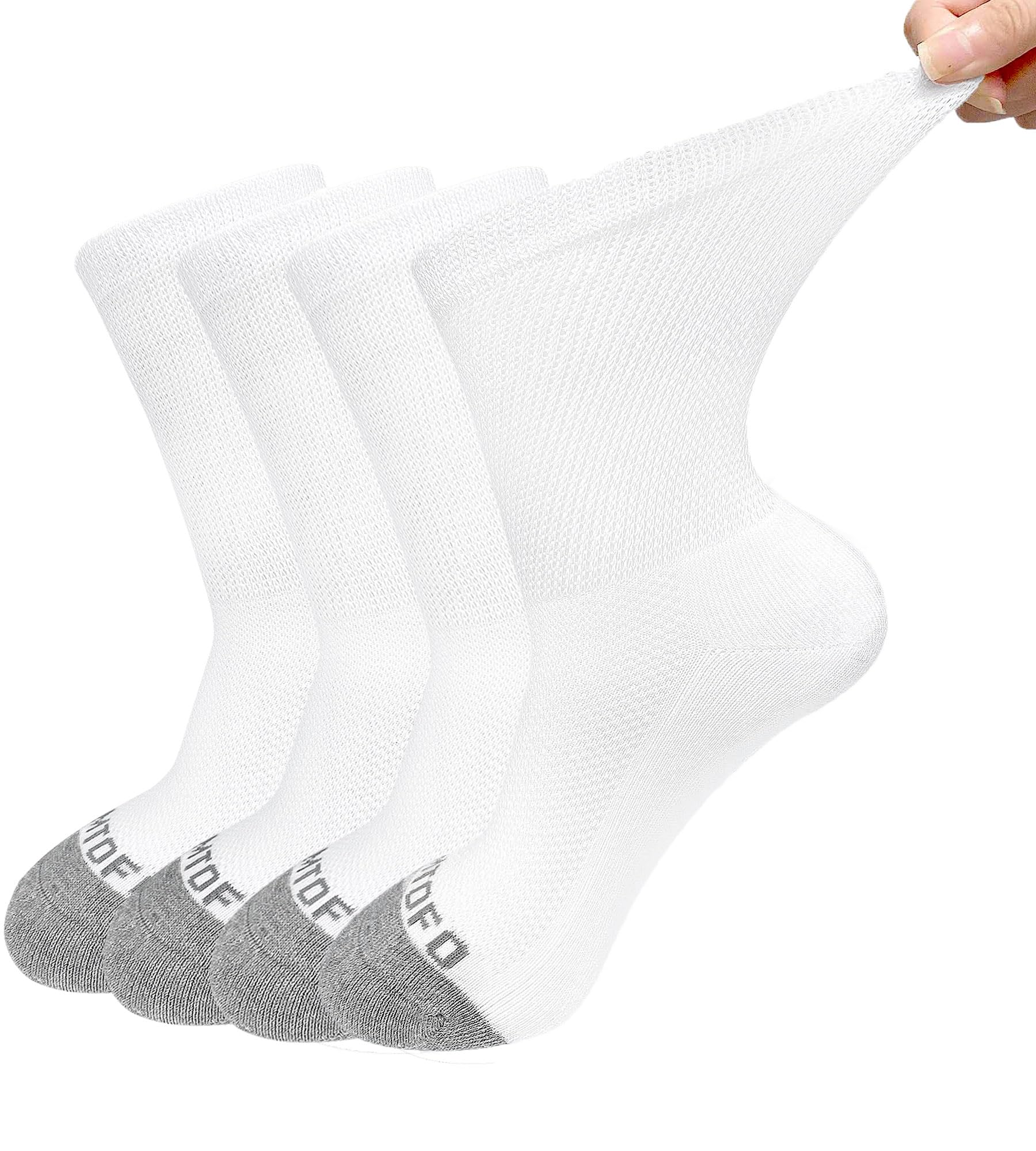 ZFSOCK Calze Uomo Senza Elastico Diabetici Calzini Senza Cucitura Donna 90% Cotone Extra Larghi Comodi Foderato in Spugna Nero Bianco Grigio 4 Paia