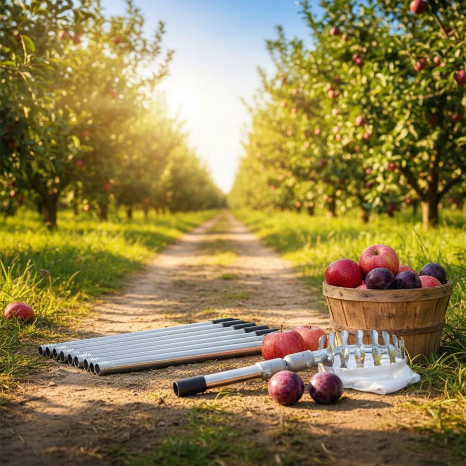 Cueille-Fruits à Perche Réglable Cueilleur de Fruits Télescopique pour Extérieur