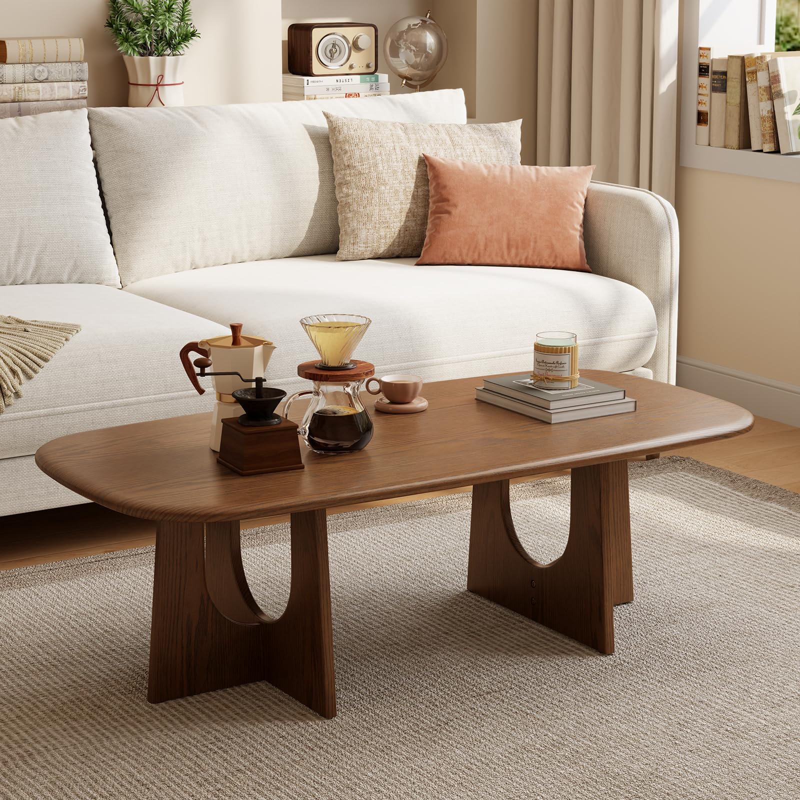 Photo 1 of WoodsWhisper Solid Wood Coffee Table - Mid-Century Modern, Walnut, 47 inch