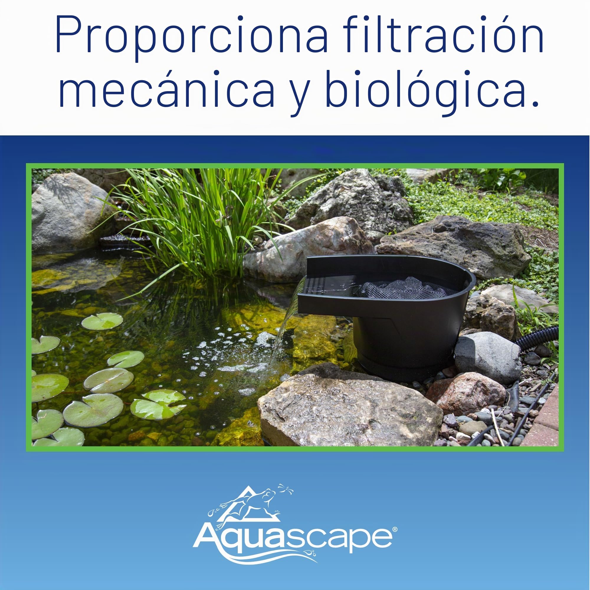 Aquascape Filtro de Estanque y derrame de Cascada, filtración mecánica y biológica eficiente, Compacto | 77020, Negro