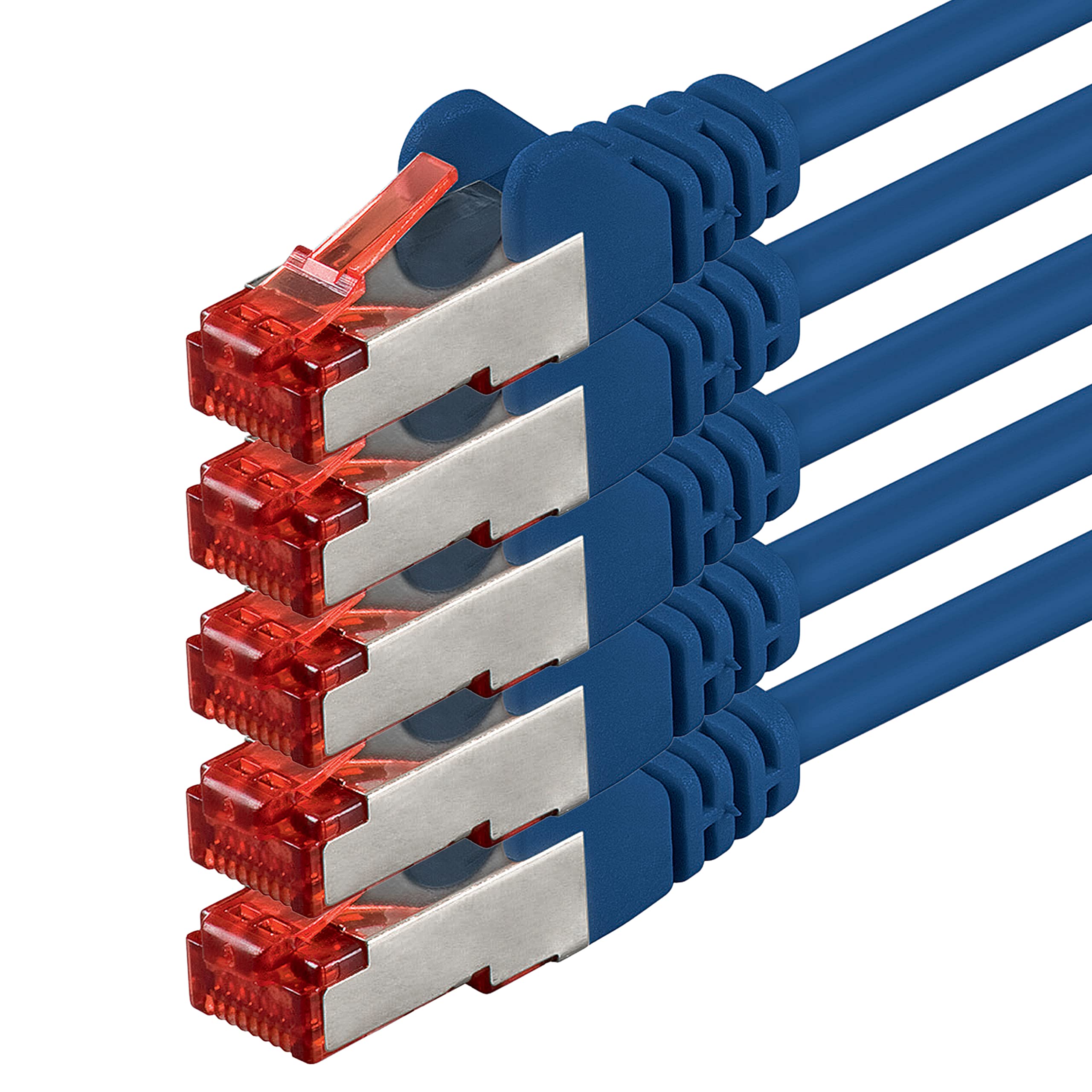 1aTTack.de 5x 10m - Cat 6 Netzwerk-Kabel Patch-Kabel Cat6 RJ45 SFTP - Blau