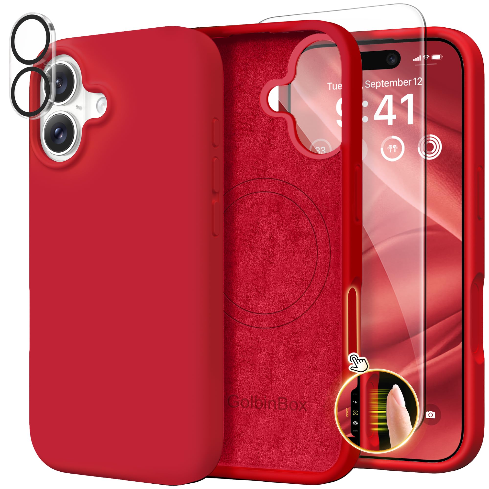GolbinBox Magnetic for iPhone 17 Case, Silicone Cover, Red