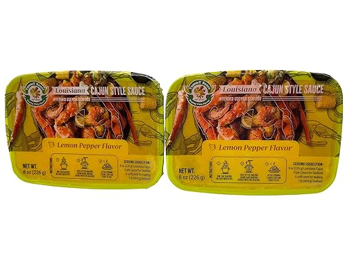 YummY Sauce Salsa cajún sabor a pimienta limón (paquete de 2 x 8 onzas), amarillo