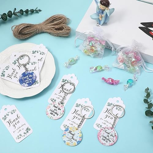 Miniatura 7 de Inbagi 301 bolsas de regalo de boda y baby shower, regalos para invitados de boda, bolsas de etiquetas de agradecimiento que incluye 100 llaveros,