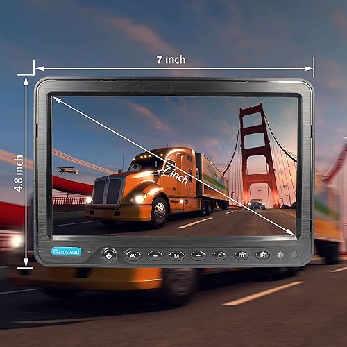 Miniatura 3 de Monitor de 7 pulgadas 1080P Sistema de cámara de visión trasera con cable, grabadora DVR, compatible con tarjeta SD de 256 GB, entrada de 4 canales,