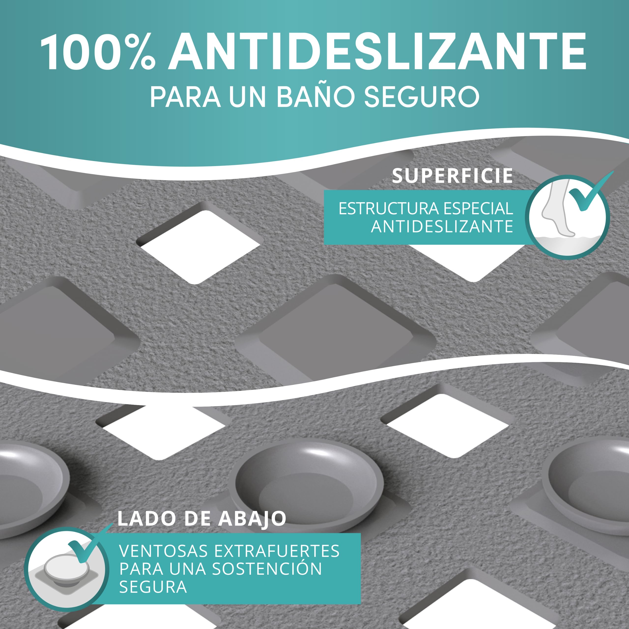 Engelbach® Alfombra bañera Antideslizante 88x40cm - con 2 Ganchos para Secado rápido - Sin BPA, Resistente al Moho y Lavable a máquina - Alfombrilla Universal