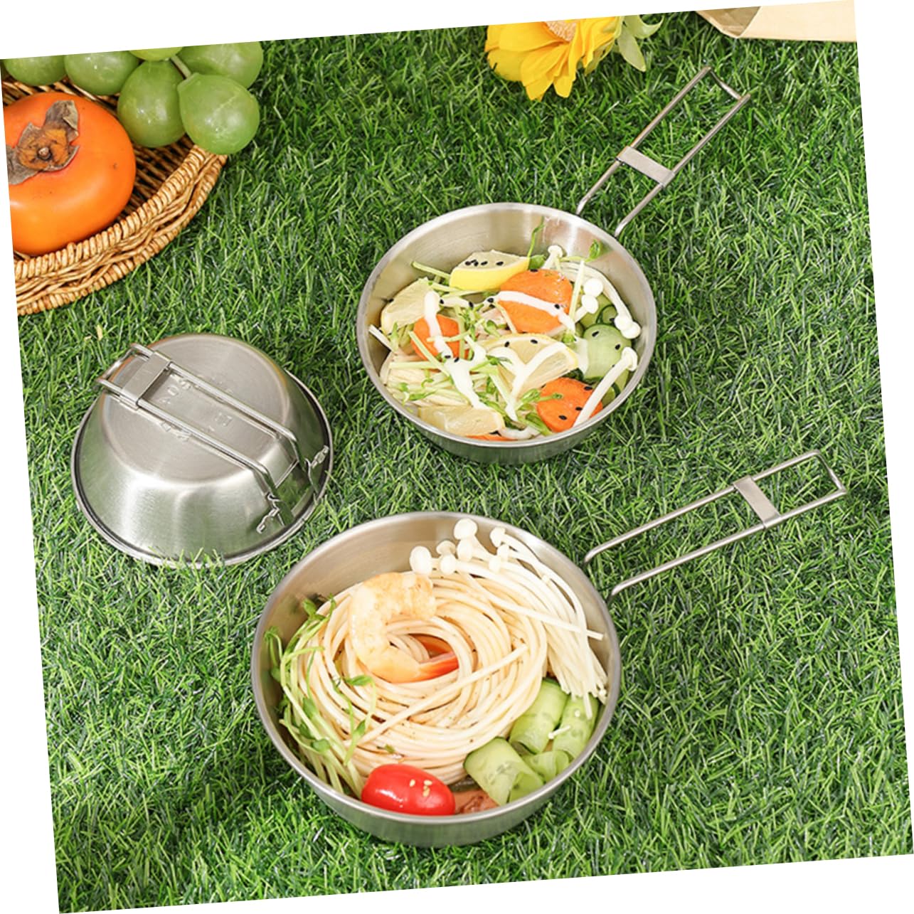 Toyvian Camping Plegable De Inoxidable Utensilios De Cocina Portátiles Para Acampar Para Comidas 3 Piezas X 4
