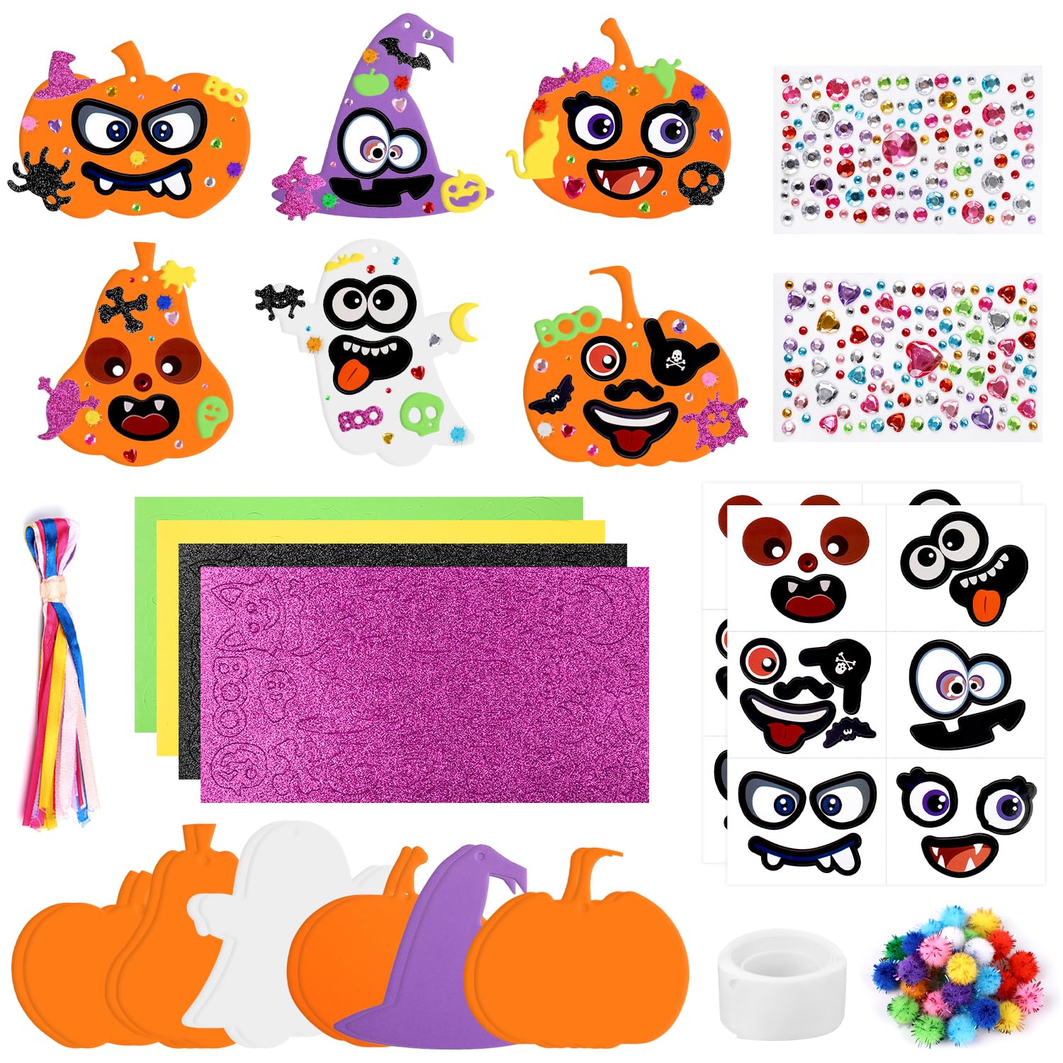 VEYLIN Halloween DIY Foam Pumpkin Craft Kit 12 Sets for Kids