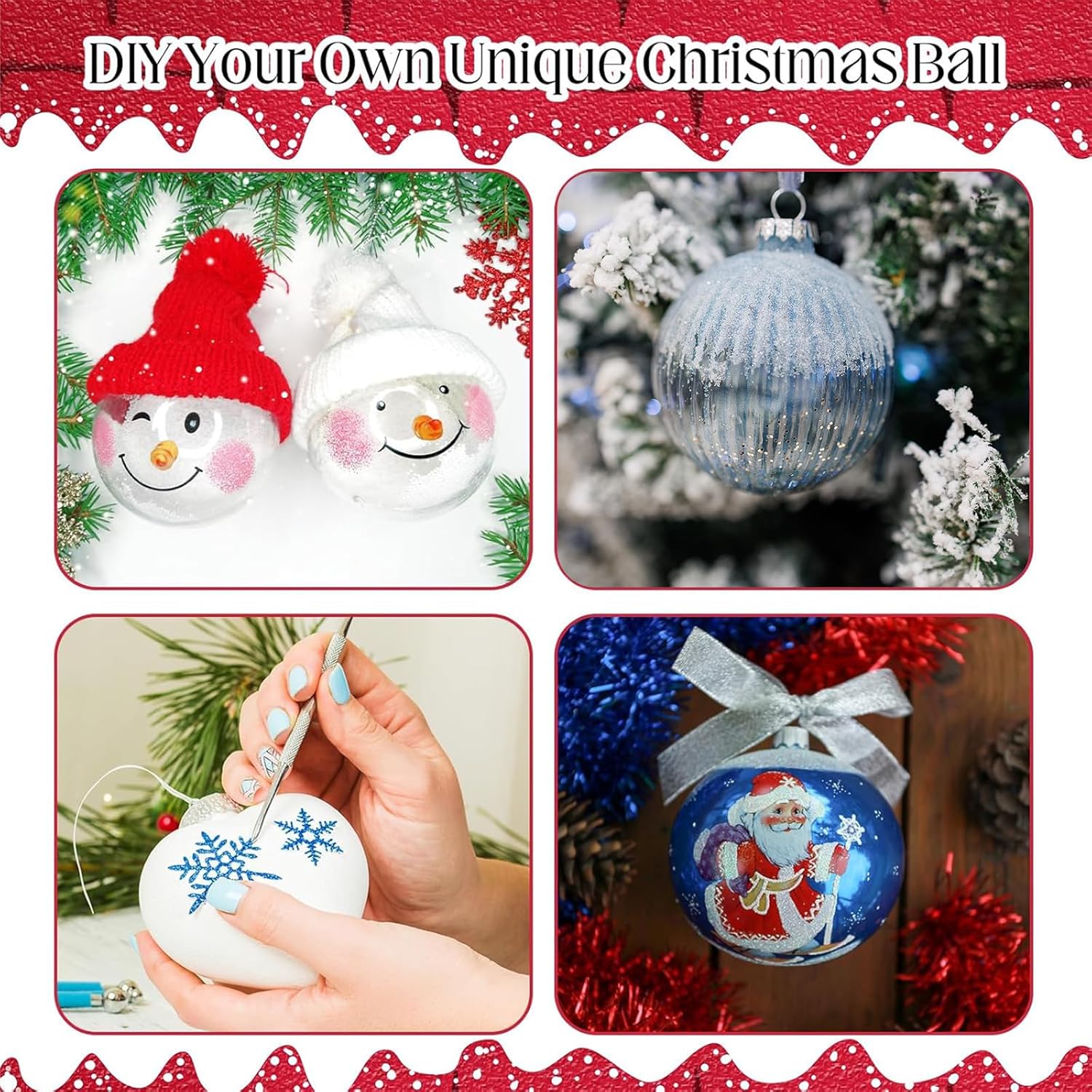 48 Pcs Christmas Fillable Ornaments Ball 3.15 Inch Clear Plastic Ornaments DIY Craft Transparent Ball for Christmas Wedding Xmas Holiday Party Tree Decor Home (Iridescent)