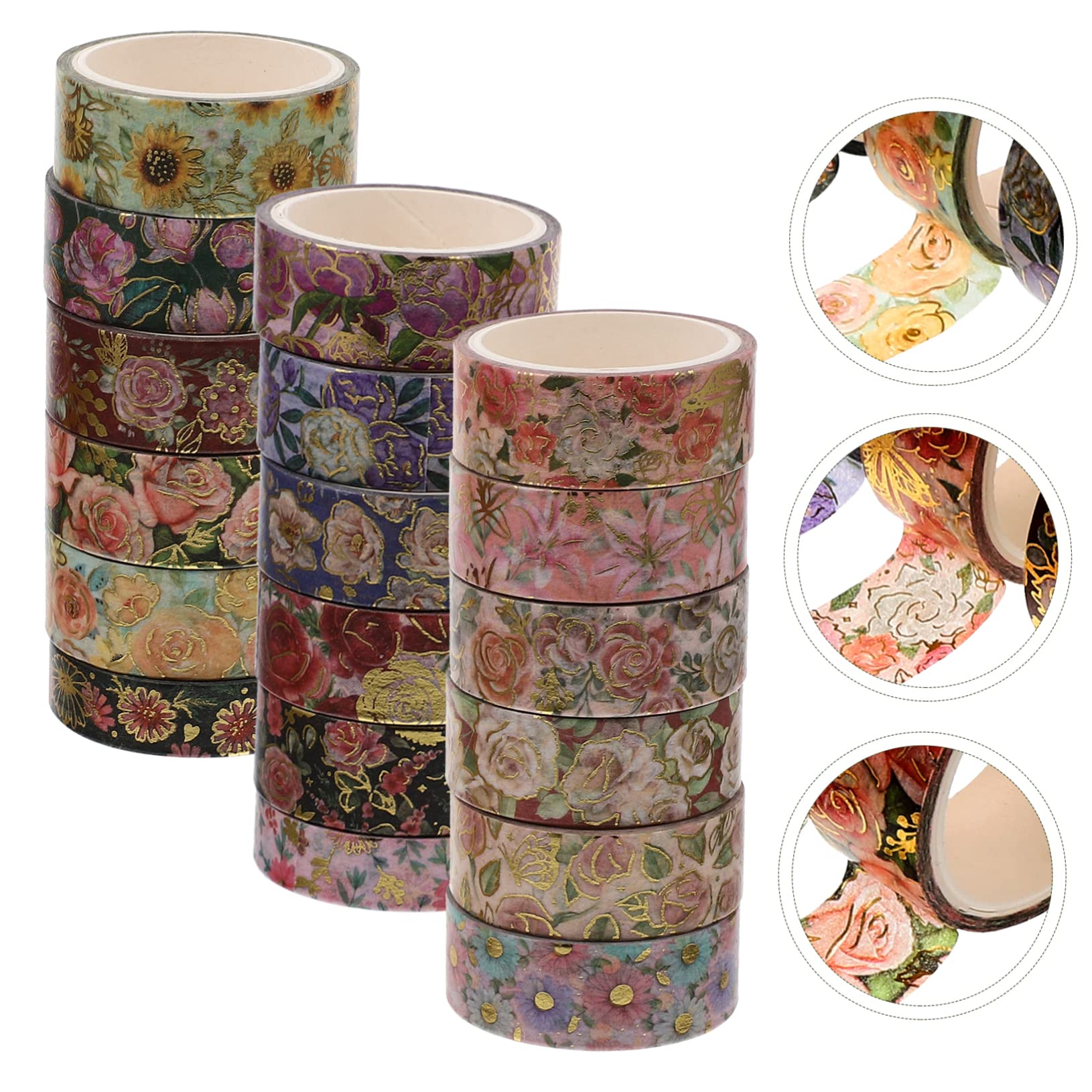 STOBOK 54rollen Washi Tape Mit Goldprägung Und Blumenmuster Dekorative Klebebänder Für Scrapbooking Tagebuch Und Kreative Bastelprojekte Vielseitige Verwendungsmöglichkeiten
