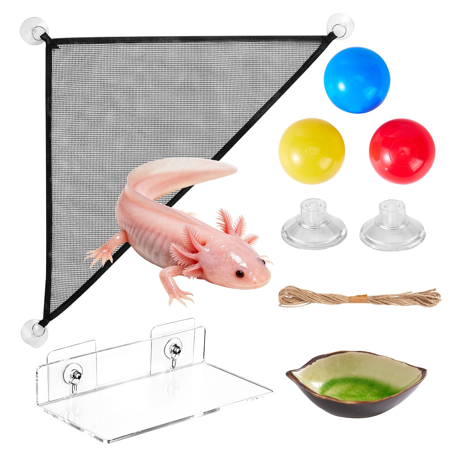 Boxili 9PCS Axolotl Aquarium Kit, Hammock Feeding Platform Toys for Axolotl