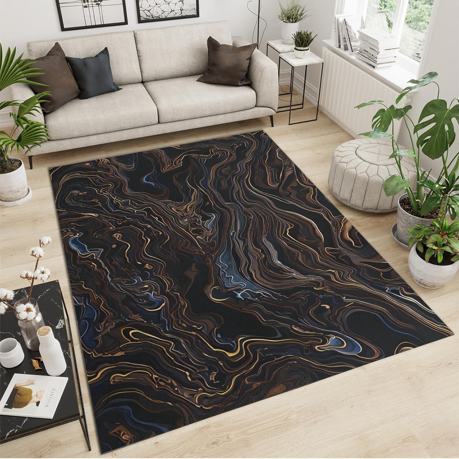 Tappeto Con Illusione Ottica 3D Per Soggiorno, Strisce Di Trama Astratta Tappeto Con Motivo Stampato,Tappetino Per Decorazioni Per La Casa,Tappetino Antiscivolo,Zerbino Lavabile 120 X 160-67244391702