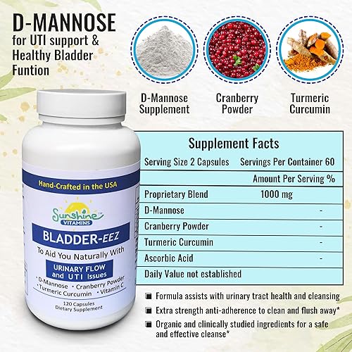 Miniatura 6 de D-manosa para el alivio de las infecciones urinarias - Apoyo natural para infecciones de vejiga EEZ para mujeres - Salud de infecciones del tracto