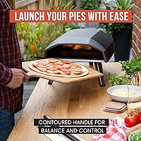 Vista 4 de Chef Pomodoro Pala de pizza de madera de 14 pulgadas, pala de pizza de madera casera, tabla con asa, accesorios de horno para interiores