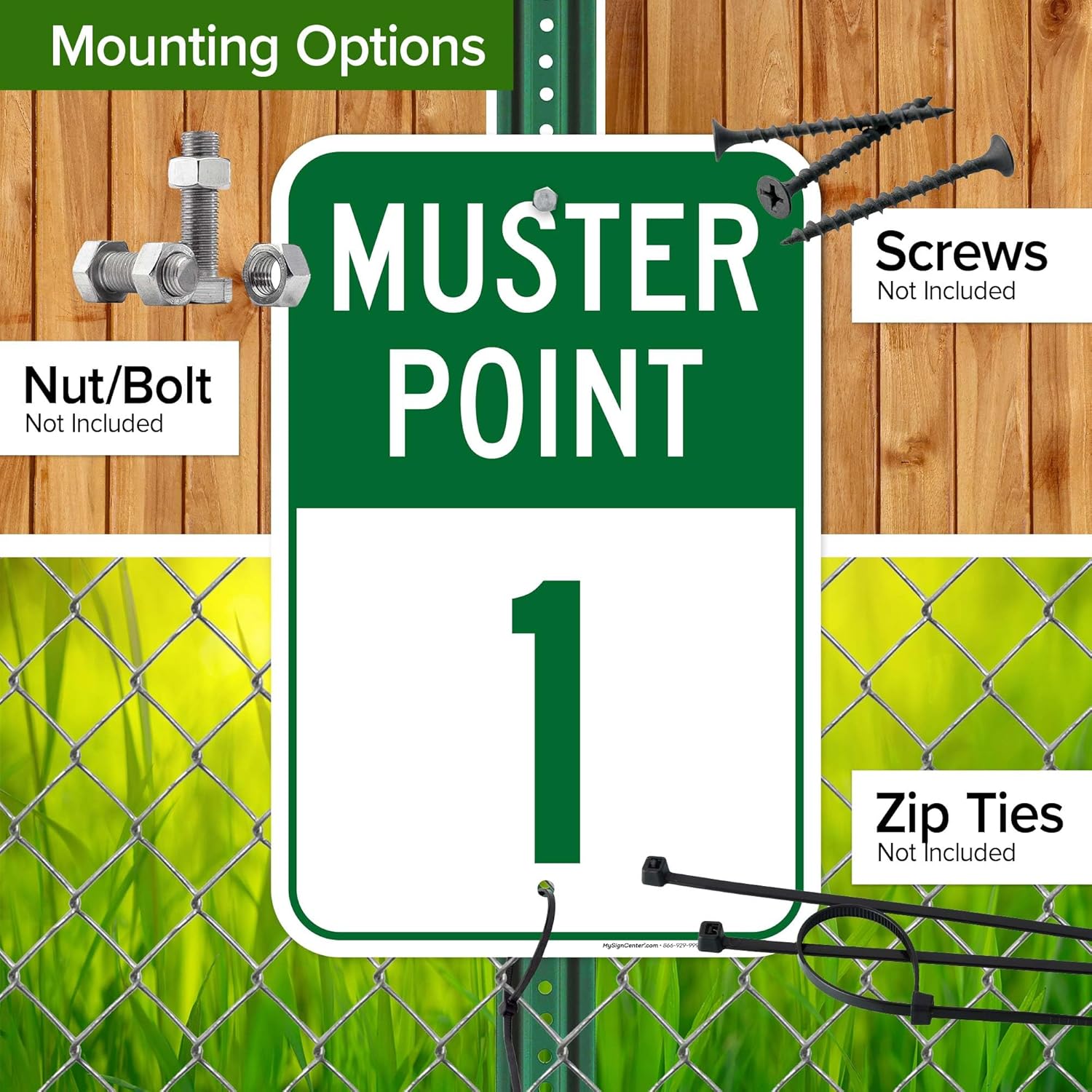 Muster Point 1 Sign, 12x18 Inches, Rust Free .063 Aluminum, Fade Resistant, Made in USA by My Sign Center