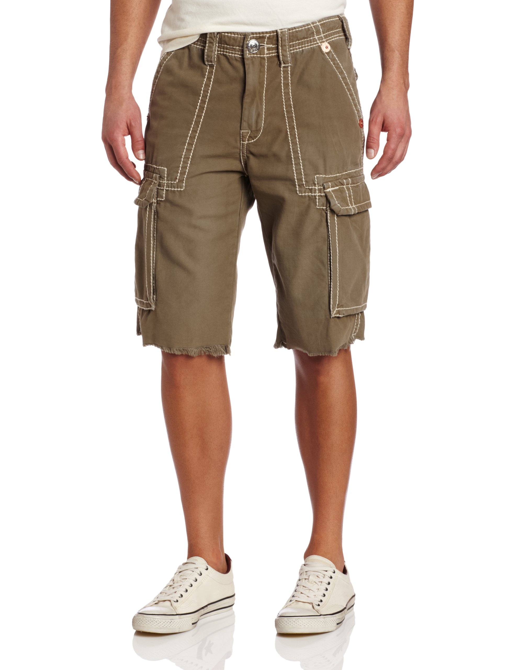 Men's Isaac Cargo Short with Natural Big T Stitch Detail-Old Sage