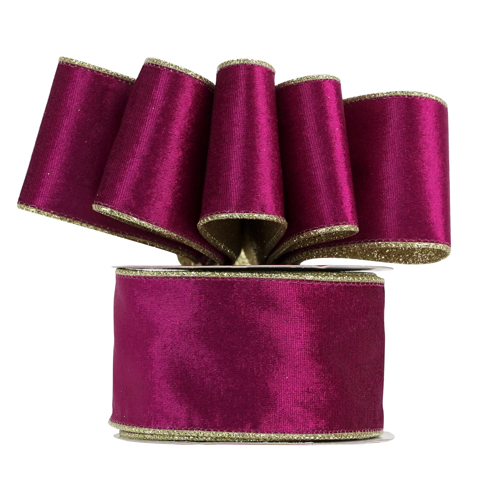 Amazon.com: HUIHUANG Plush Velvet Christmas Ribbon Fuchsia Velvet