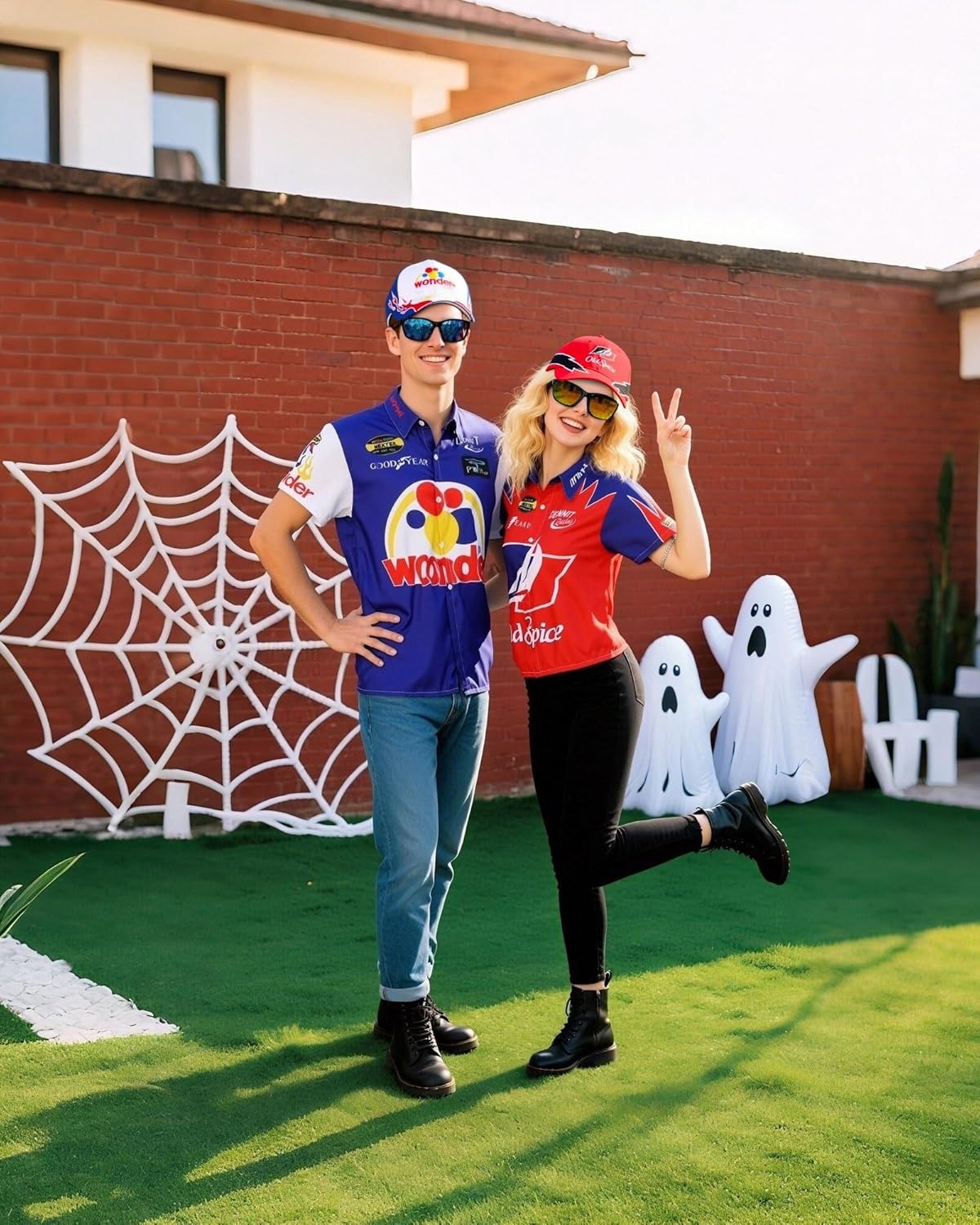 6PCS Characters Costumes in Talladega Nights Shirt Gloves and Accessories Set Race Car Costume for Parties and Halloween - Image 6