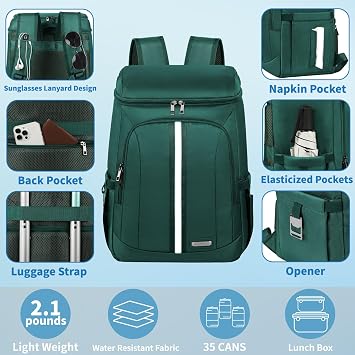 Cooler Backpack for Women Men,Insulated Backpack Cooler Leakproof Double Deck Work Lunchboxes Cooler Bag,Hot and Cold Thermal Backpack with Reflective Stripes