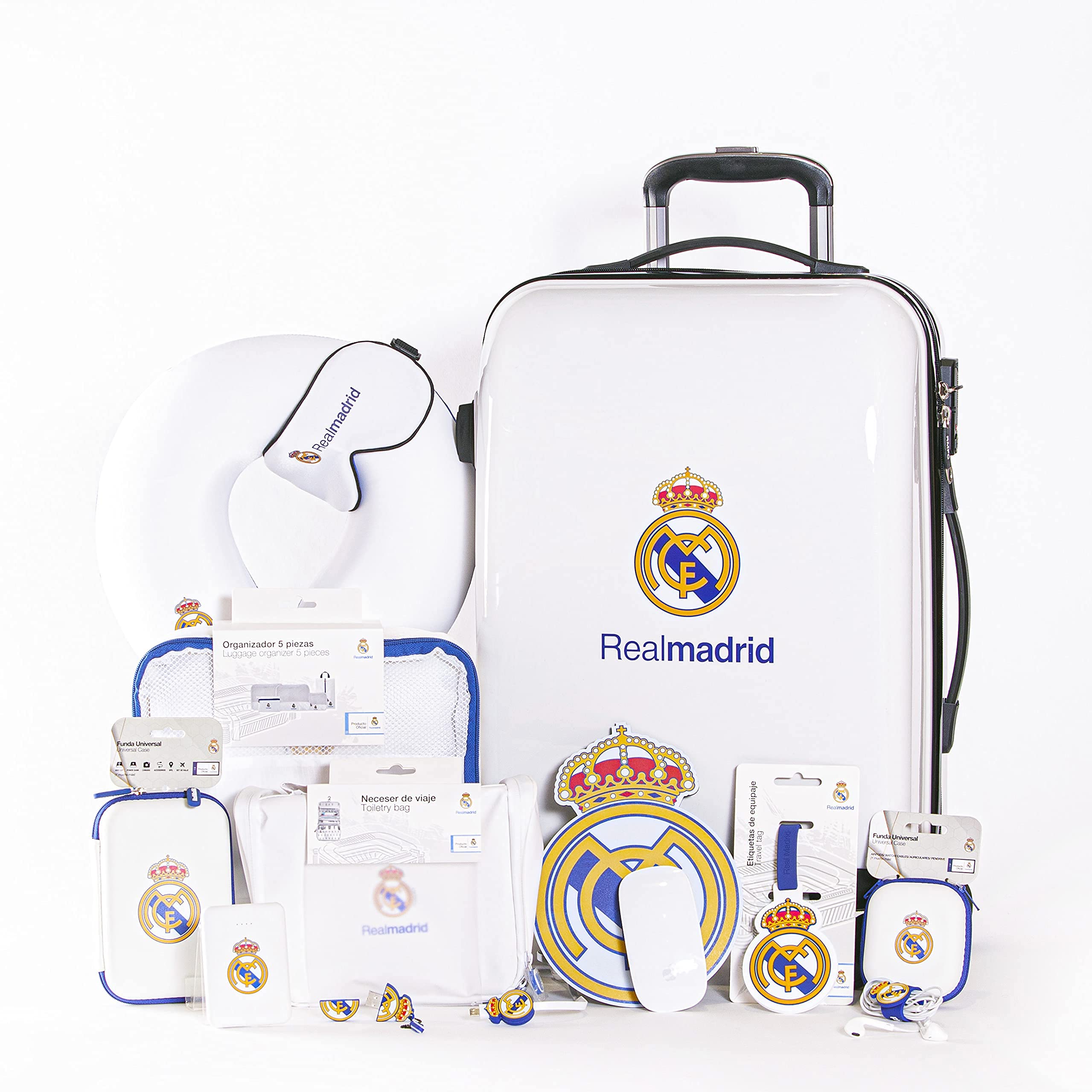 Real Madrid Auriculares Tipo Botón con Cable 120 cm Reducción de Ruido Clavija Mini Jack 3.5 mm Oficial