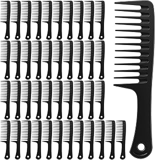 JOUTYFOR 60 Pack Black Wide Tooth Detangling Combs - Large 9.44" Disposable Salon Paddle Brushes for Curly Wet Hair, Men Women