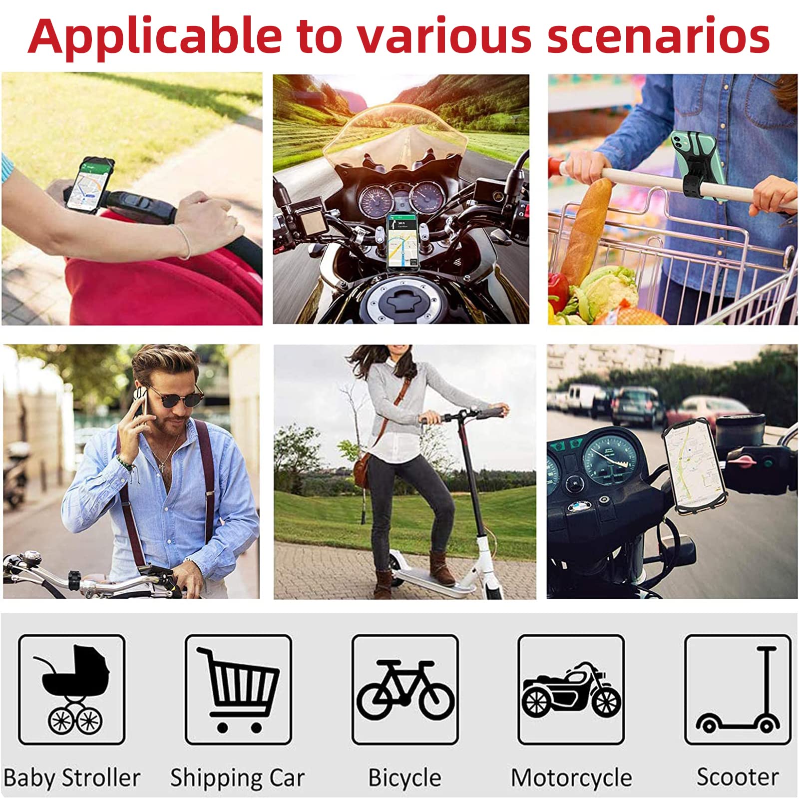 2 Pezzi Porta Cellulare Bici, Supporto Telefono per MTB, Staccabile & Universale ruotabile a 360 °, per 4.0" a 6.7" Smartphone