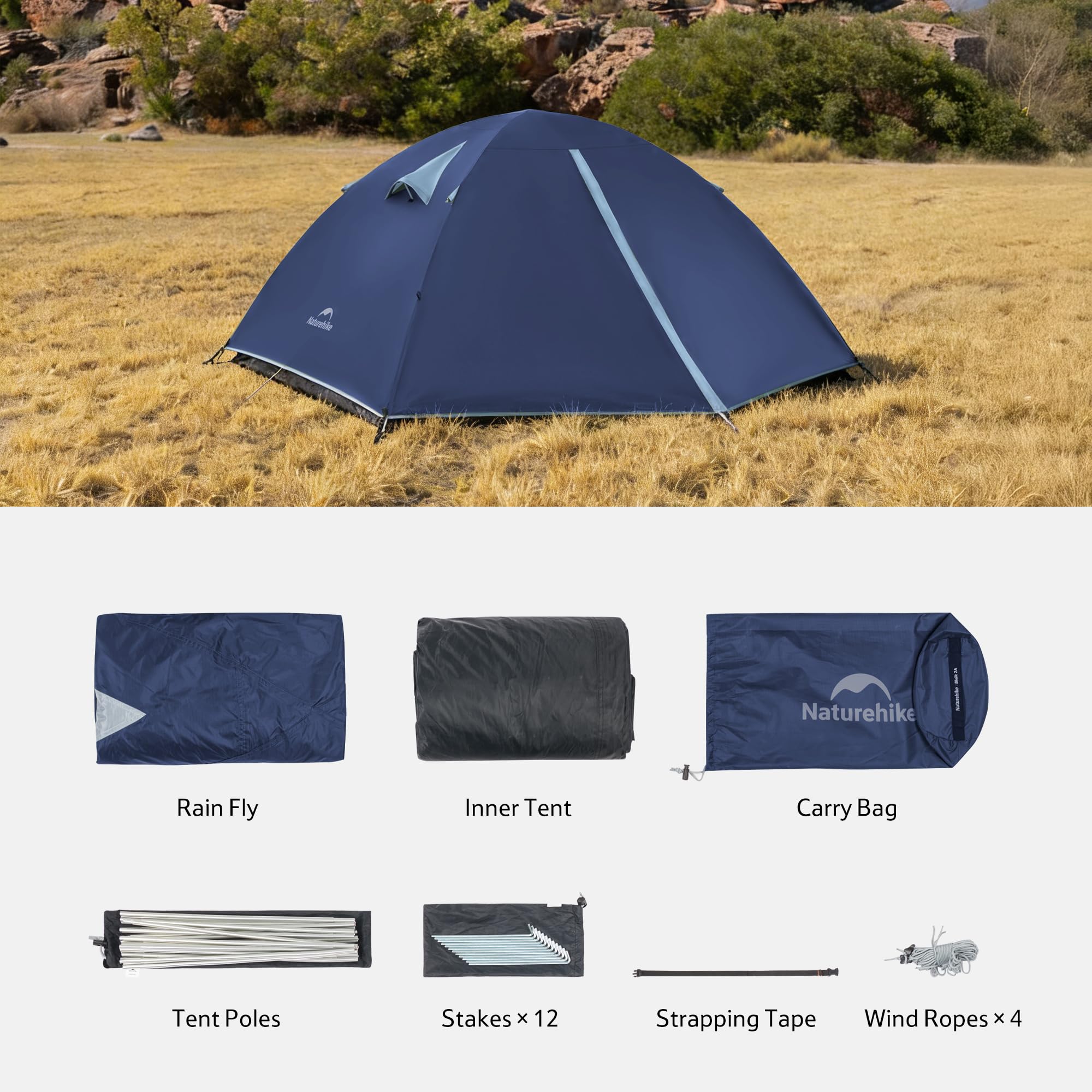 Naturehike Bleik - Tienda de campaña ligera, impermeable, doble capa para senderismo, senderismo al aire libre
