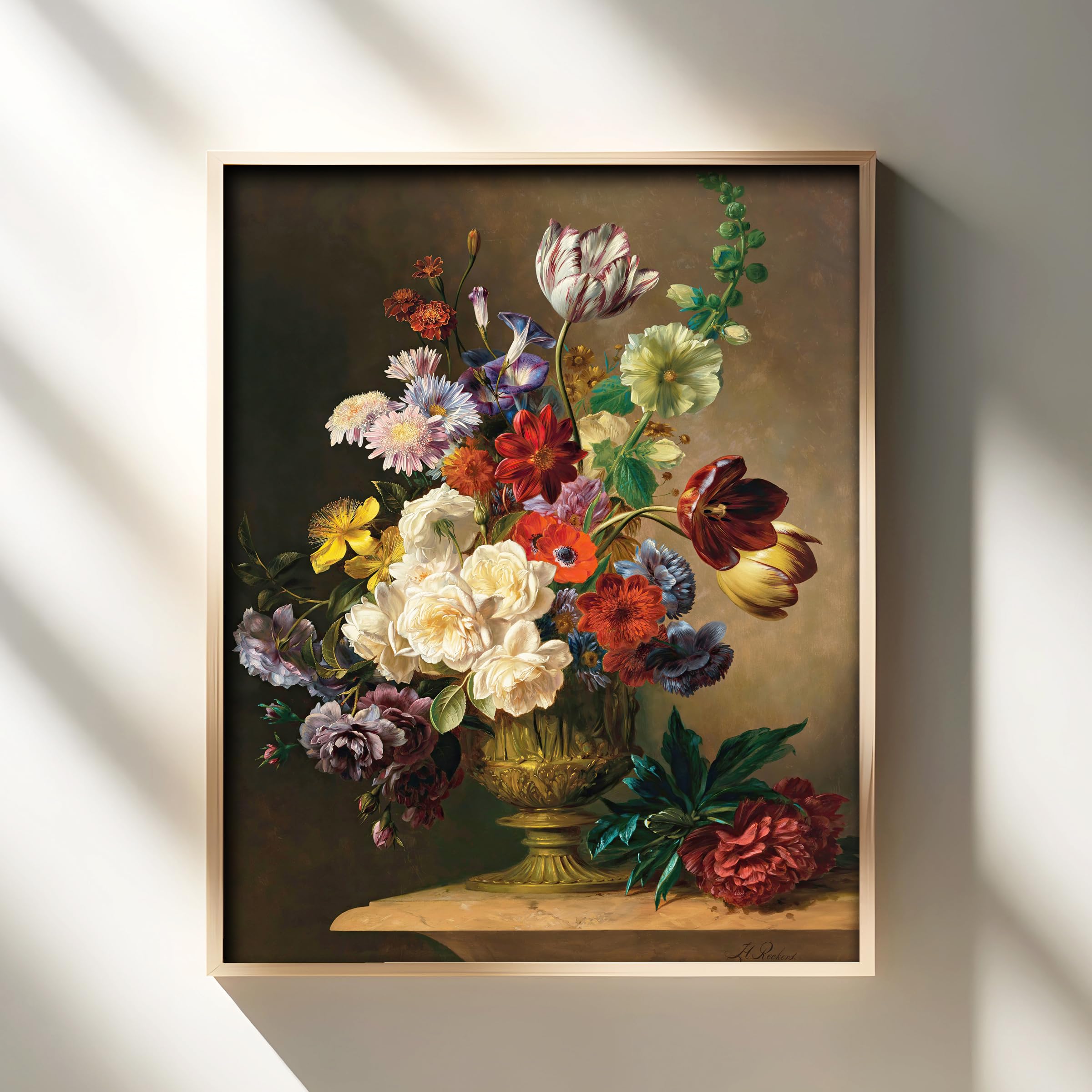 Amazon.com: CLOUD NINE PRINTS Dutch Tulip Bouquet, Dark Floral