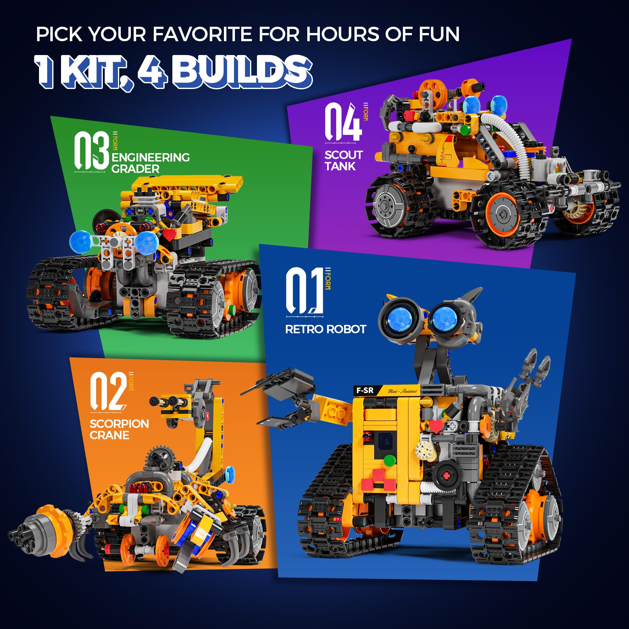Robot Programmabile 4 in 1, STEM Kit Costruzione con App e Telecomando