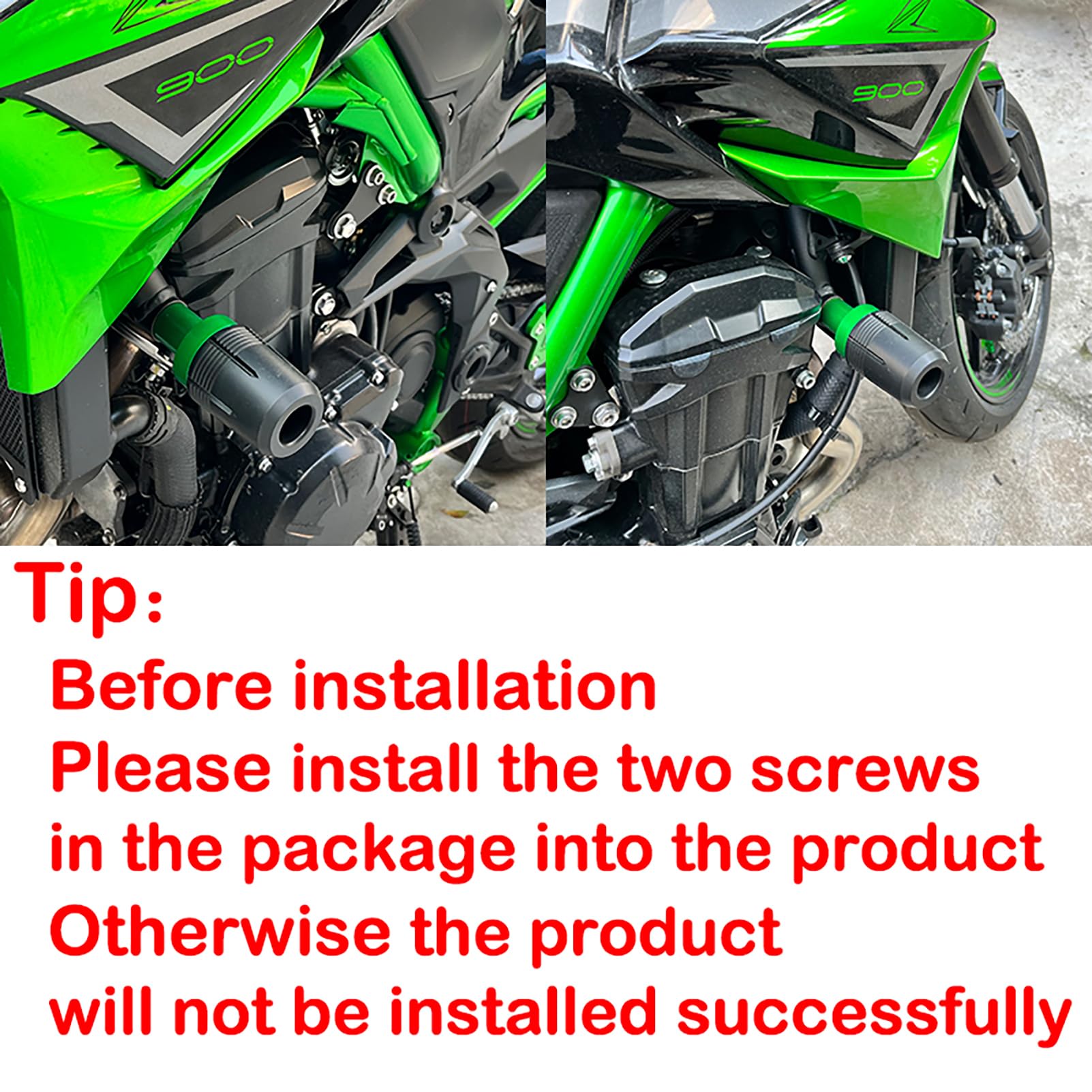 MOWOK Zubehör Für Kawasaki Z900 RS SE Z 900 2017–2025 2024 2023 Motorrad Sturzpads Rahmen Schieber Sturzschutz Crashpads Protektoren aus CNC Aluminium + POM (Schwarz)