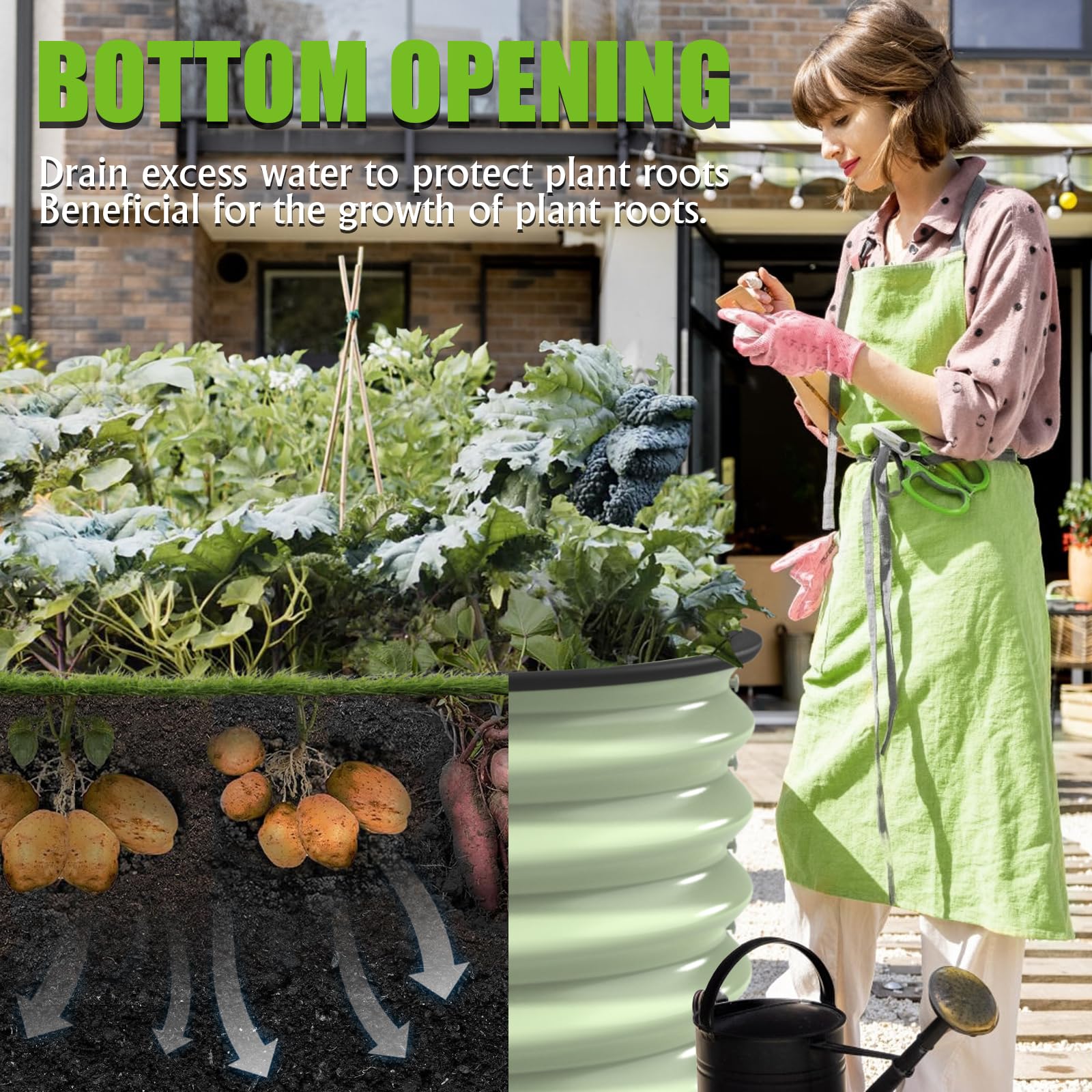 Gardtech 9 IN 1 Hochbeete für Garten - 240x60x80cm Hochbeet Praktische Stahl Rostfrei Verzinkt - Stabiles Hochbeete-Kit aus Metall - Innovativer Gemüsebeet Grün - Gartenbeet für Gemüse Kräuter Blumen