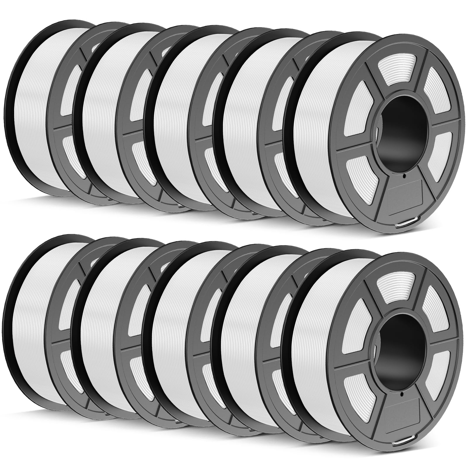 TECBEARS Filamento PETG 1.75mm 10kg Bundle, Filamento per Stampante 3D PETG a Forte Tenacità, Precisione Dimensionale +/- 0,02 mm, 10 Bobine, 1kg per Bobina (10*Bianco)