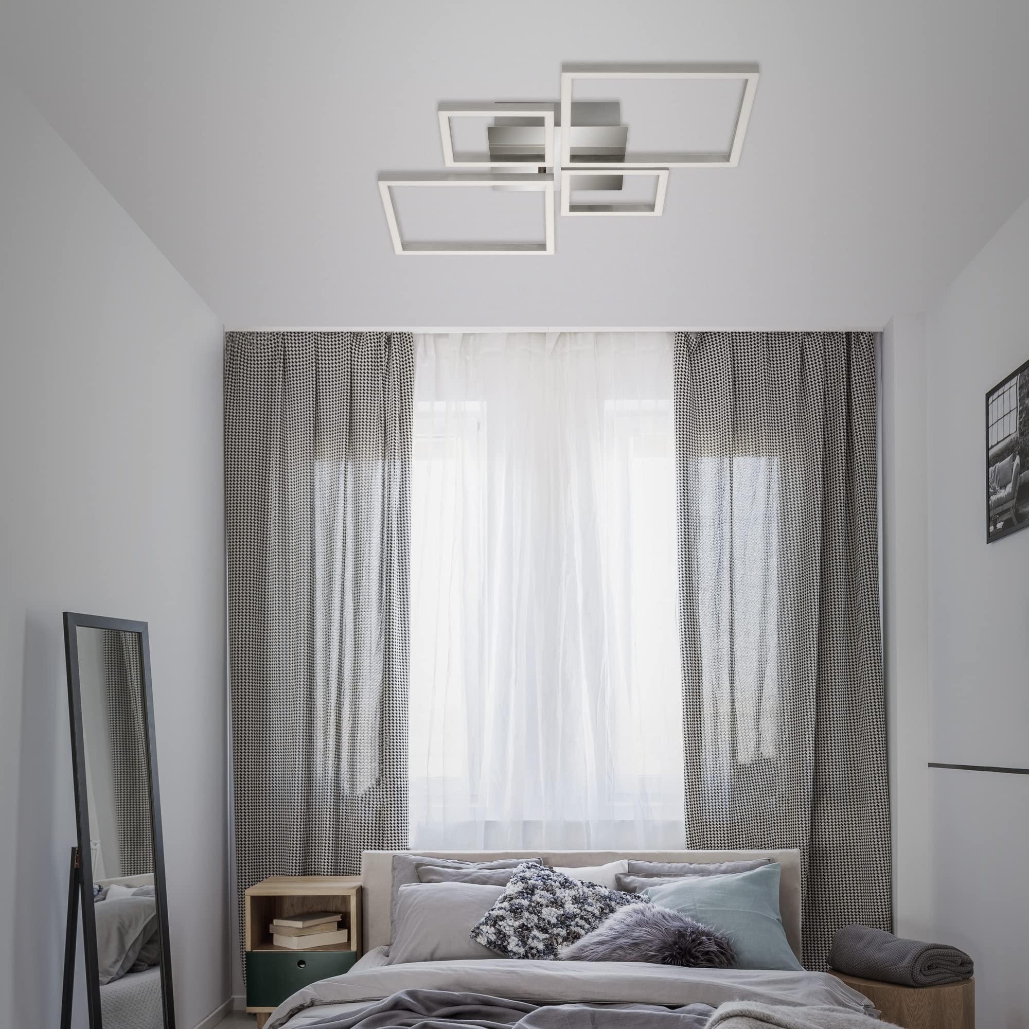 BRILONER Leuchten - Lámpara de Techo LED Giratoria, Luz de Techo Regulable, 48 Vatios, 4000 Lúmenes, 3000 Kelvin, Color Cromo Plateado