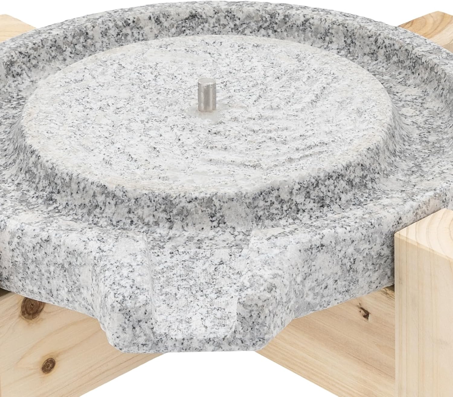 Stone Grain Mill, Multifunctional Household Grain Grinder with Wooden Frame, Wet & Dry Grinding for Grinding Corn, Coffee Bean, Spice, Rice (7.9x11.8in)