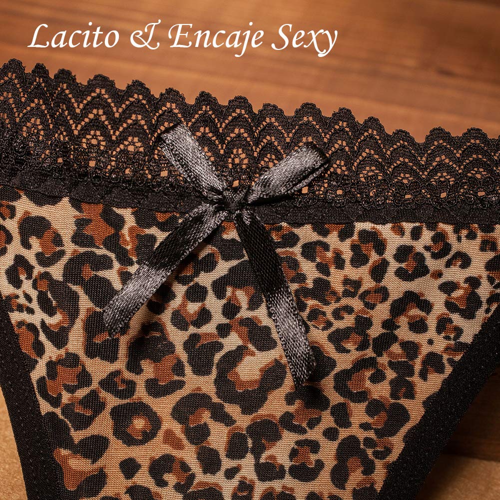 VicSec 4 Pack Braguitas Sexy Encaje Fina Tanga Suave G-String Lencería Interior Espalda Decora Corazon Talla Única