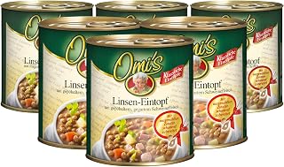 Buss Omi’s klassischer Linseneintopf - Würziger Suppentopf, 6 x 800g | Mit Linse — Empfehlung für Dosen-Linsensuppe