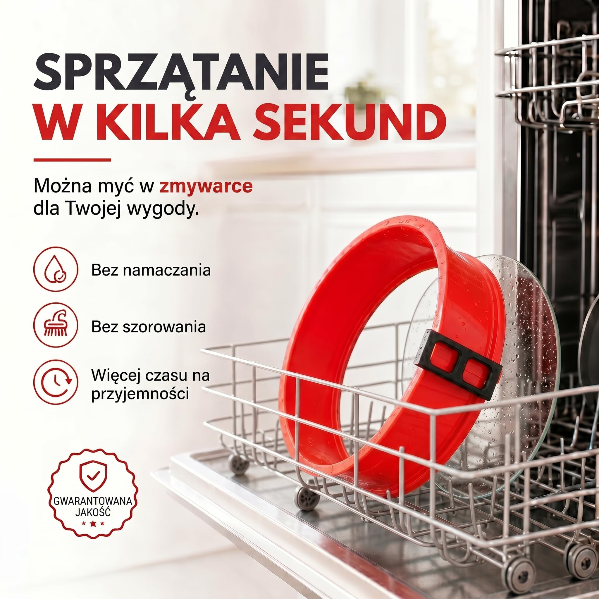 Silikonowa tortownica, nieprzywierająca forma do pieczenia ciast, Foremka silikonowa ze szklanym dnem (Czerwony)