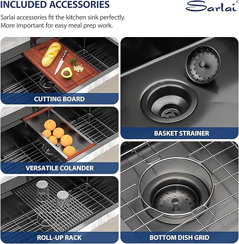 Miniatura 195 de Sarlai Fregadero de barra de 21 gotas de acero inoxidable - Fregadero de cocina de 21 x 20 pulgadas, estación de trabajo de montaje superior, acero