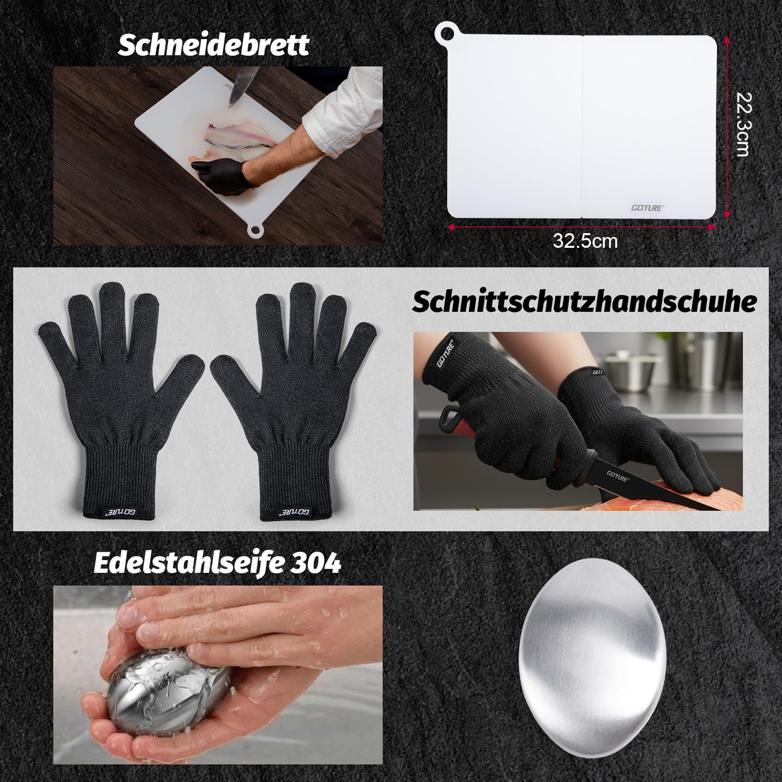 Goture Fischmesser set, Angelmesser set, Filetiermesser Fisch, Filetier-Angelset, Angelmesser mit Scheide, Schärfer, Messerset, Angelausrüstung, Angelgeschenke für Männer